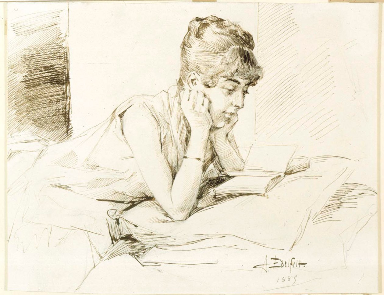 A Young Woman Reading by Albert Edelfelt