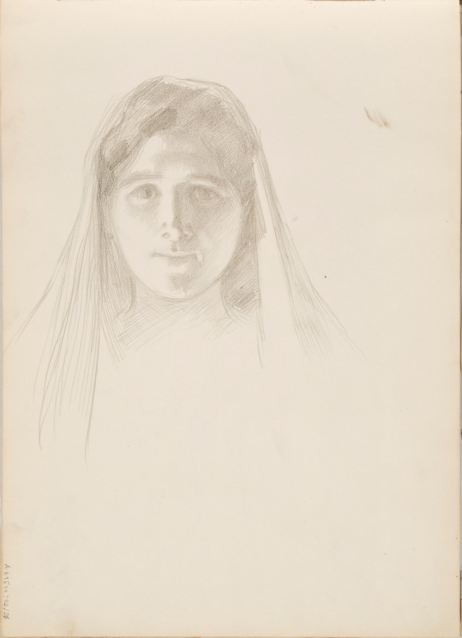 Aino Ackté as Alcestis, Sketch of the Face by Albert Edelfelt