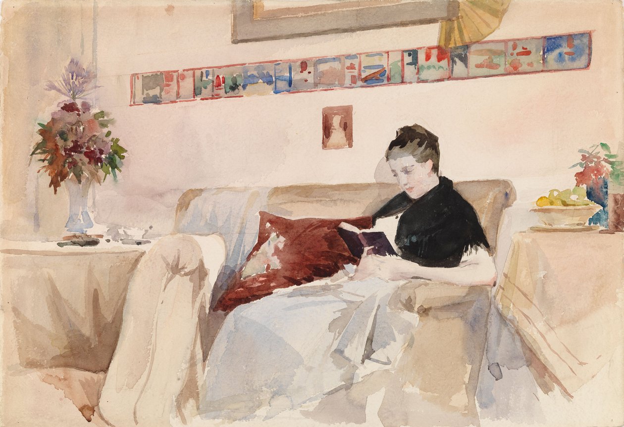Artist’s Wife Reading on the Sofa by Albert Edelfelt