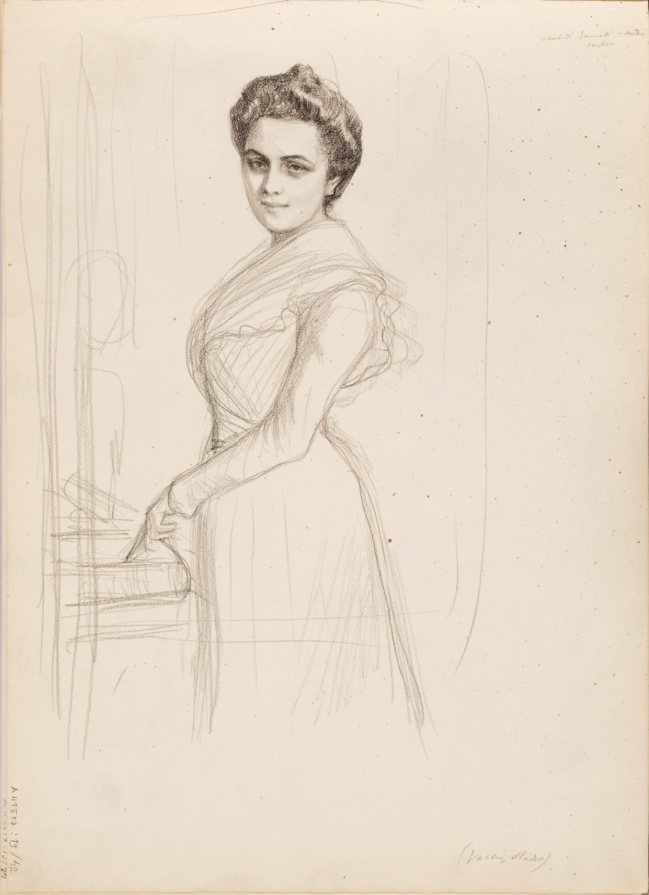 Camille Vallery-Radot, Portrait Sketch by Albert Edelfelt