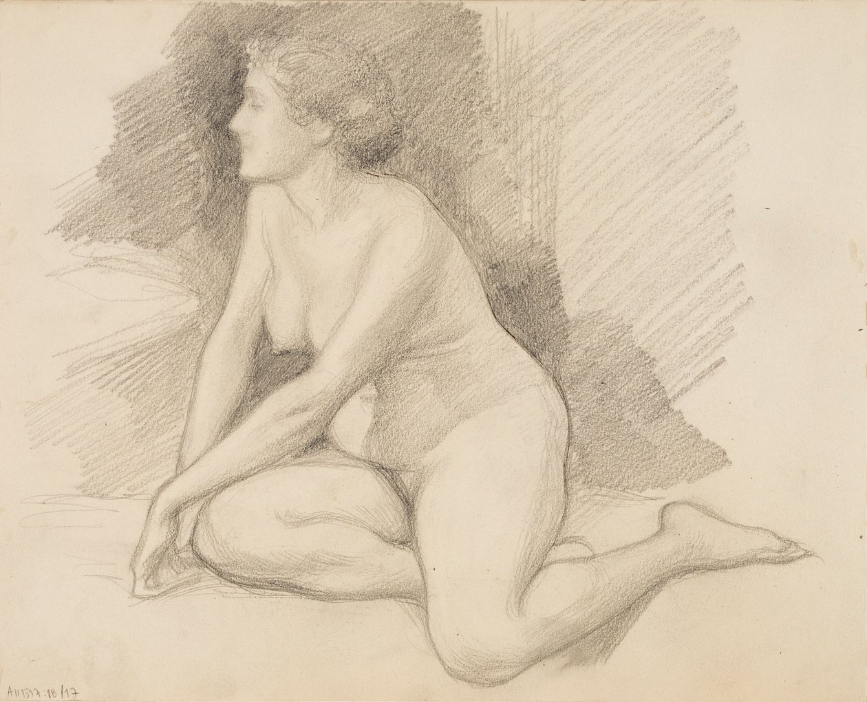 Sitting Nude by Albert Edelfelt