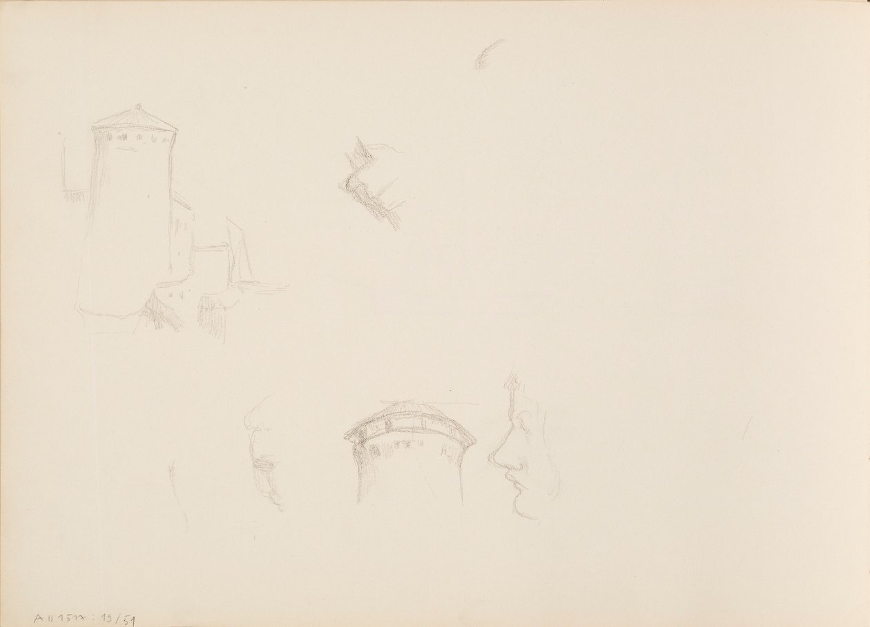 Face Sketches, Savonlinna Tower by Albert Edelfelt