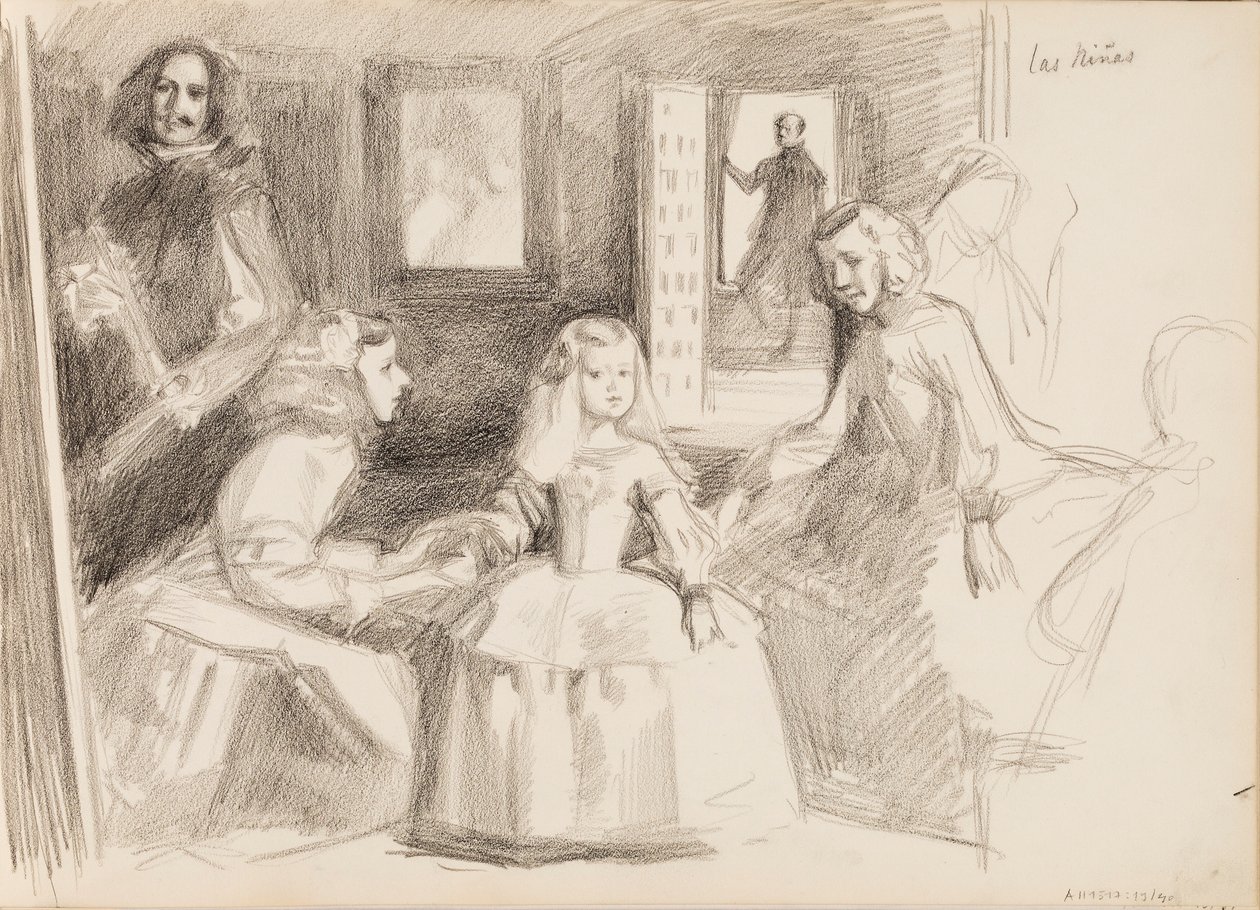 Las Meninas, Sketch after Diego Velázquez by Albert Edelfelt