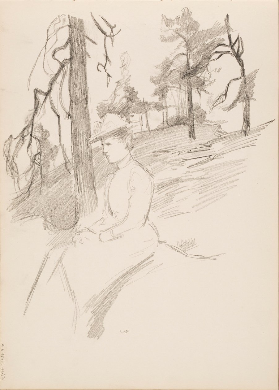Landscape Sketch, Woman in the Foreground by Albert Edelfelt