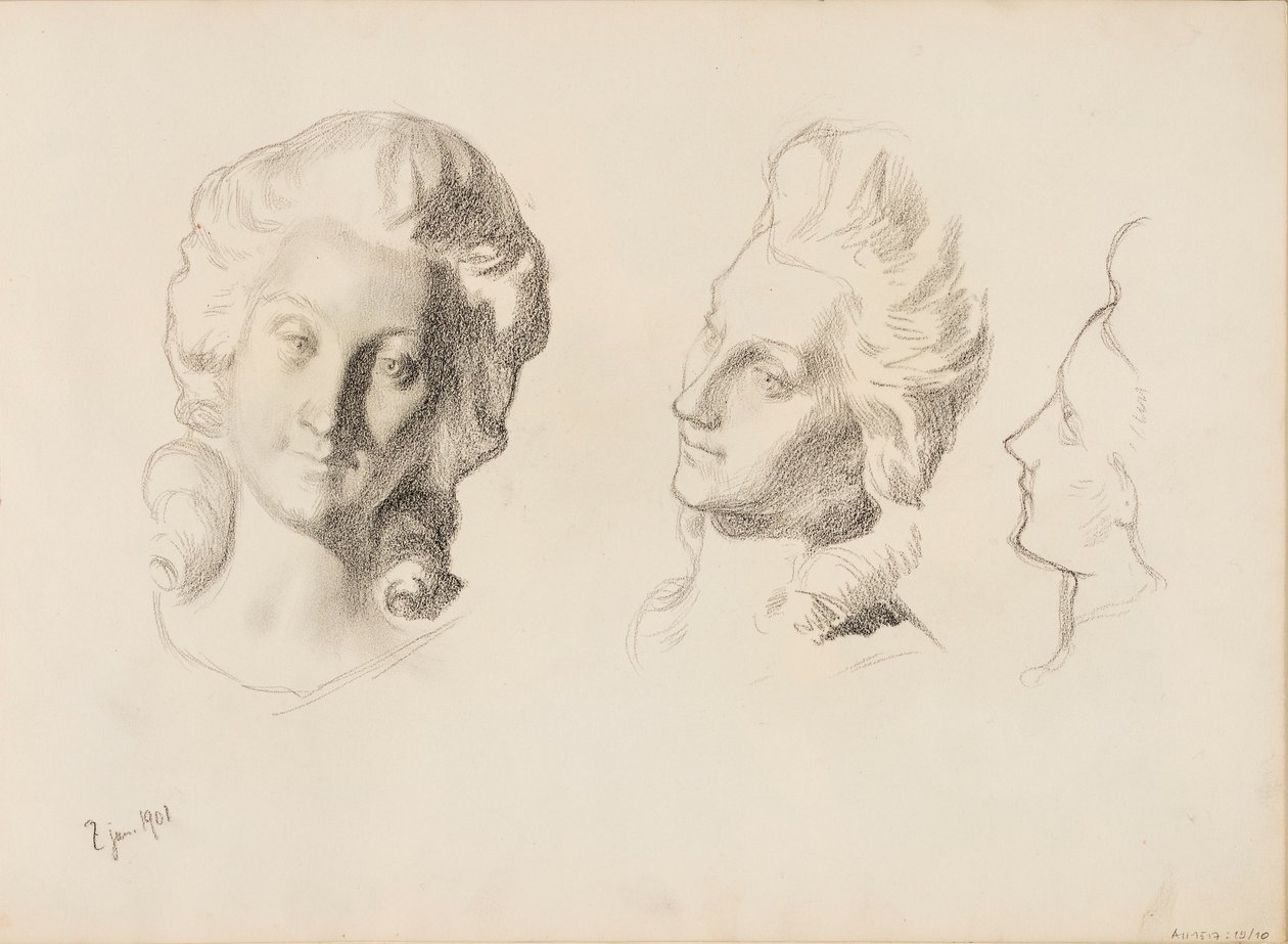 Masks, Sketch / 18th Century (Rococo), Sketch by Albert Edelfelt