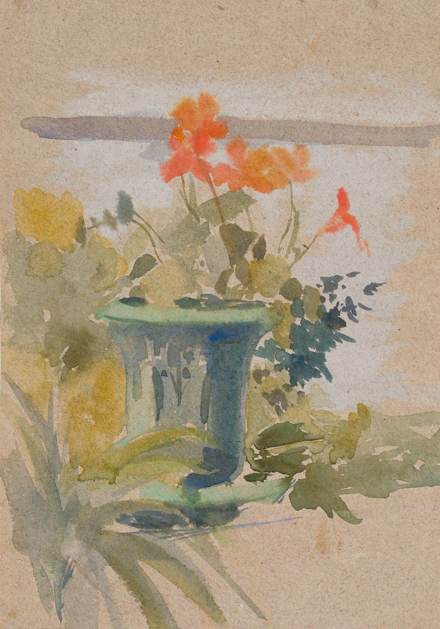 Pelargoniums on the Terrace by Albert Edelfelt