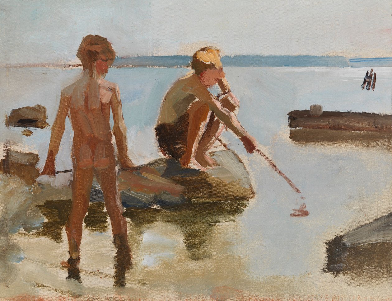 Sketch for Boys Playing on the Shore by Albert Edelfelt