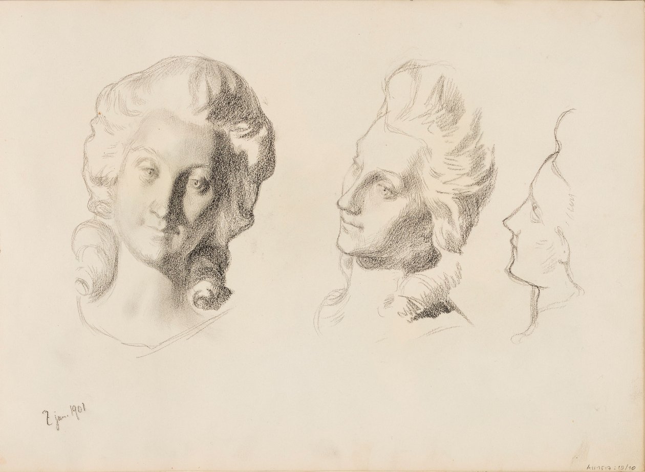 Masks, Sketch / 18th Century (Rococo), Sketch by Albert Edelfelt