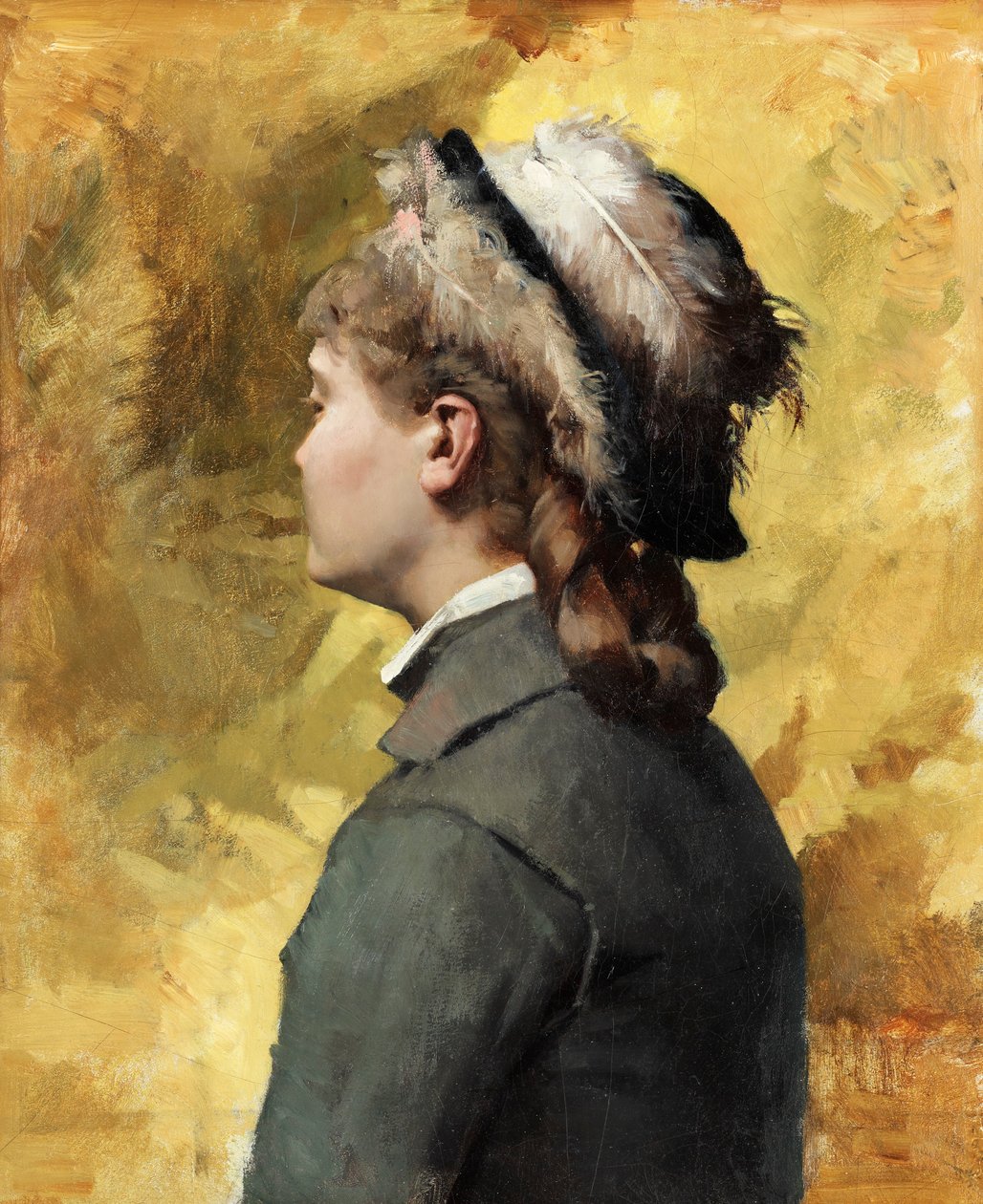 Young Woman in Grey by Albert Gustaf Aristides Edelfelt