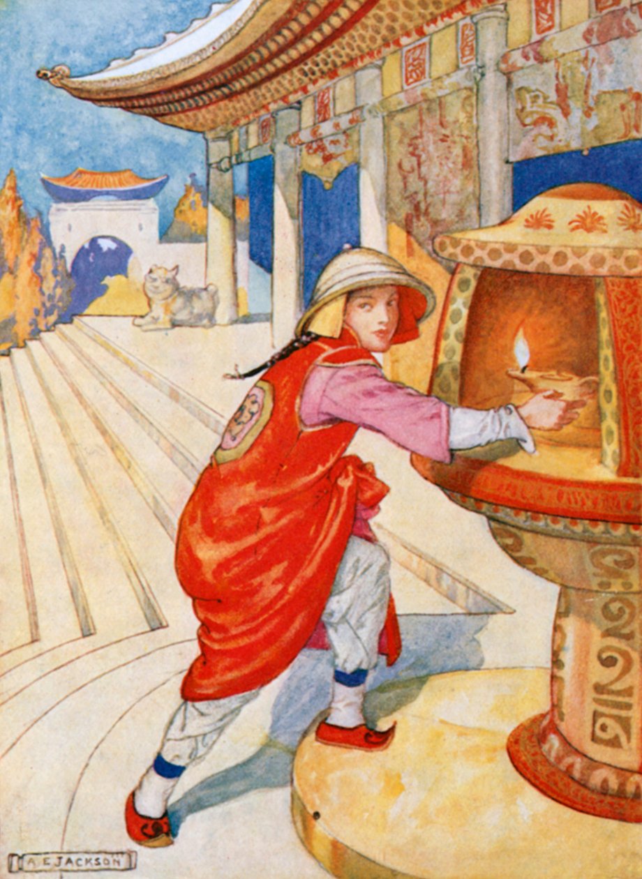 Aladdin Mounted the Steps and Took the Lighted Lamp from the Niche by Albert Edward Jackson