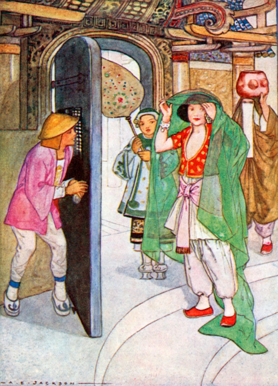 The Princess Lifted Her Veil and Thus Gave Aladdin the Opportunity of Seeing Her Face by Albert Edward Jackson