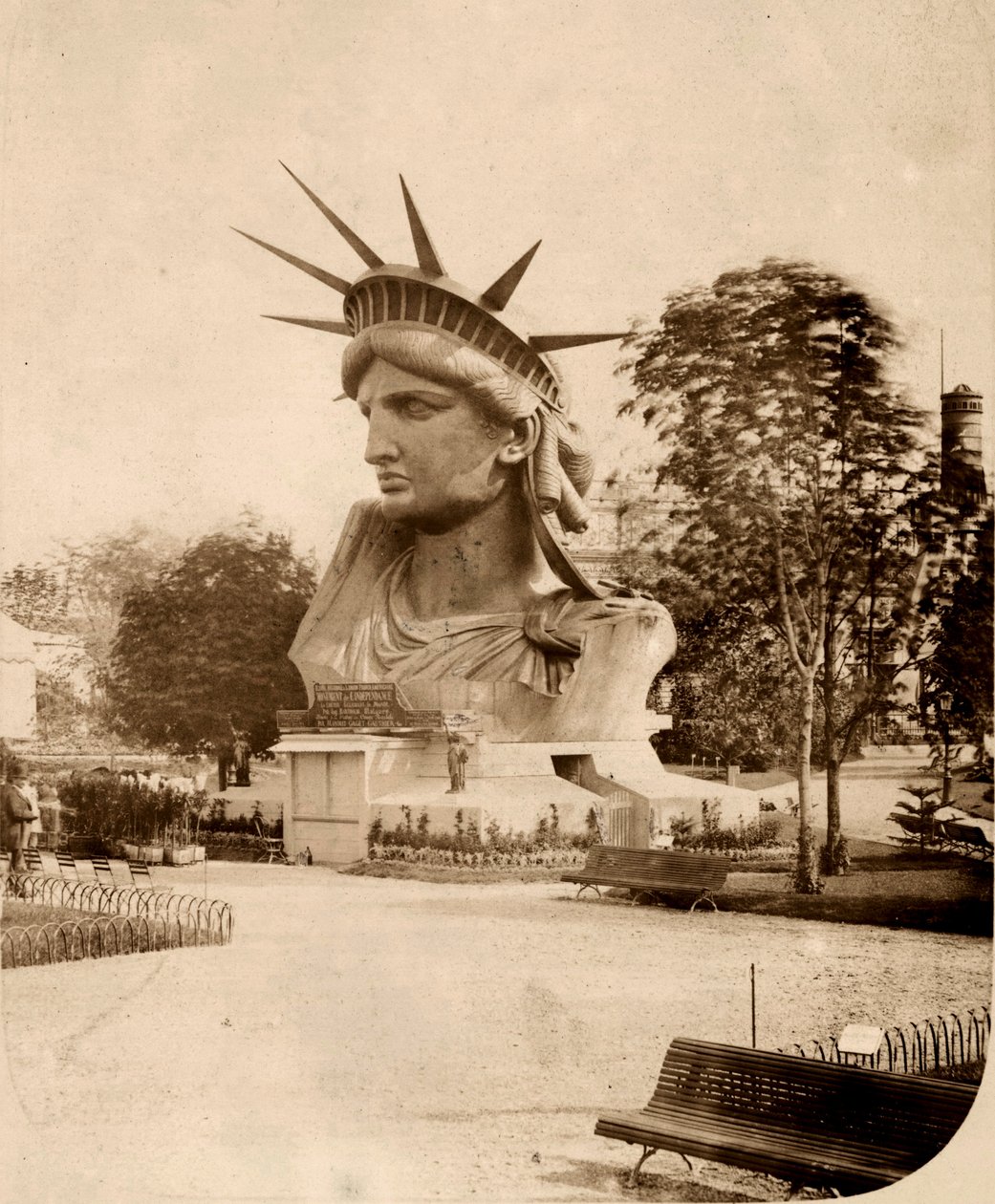 The Head of the Statue of Liberty on display in Paris 1883 by Albert Fernique