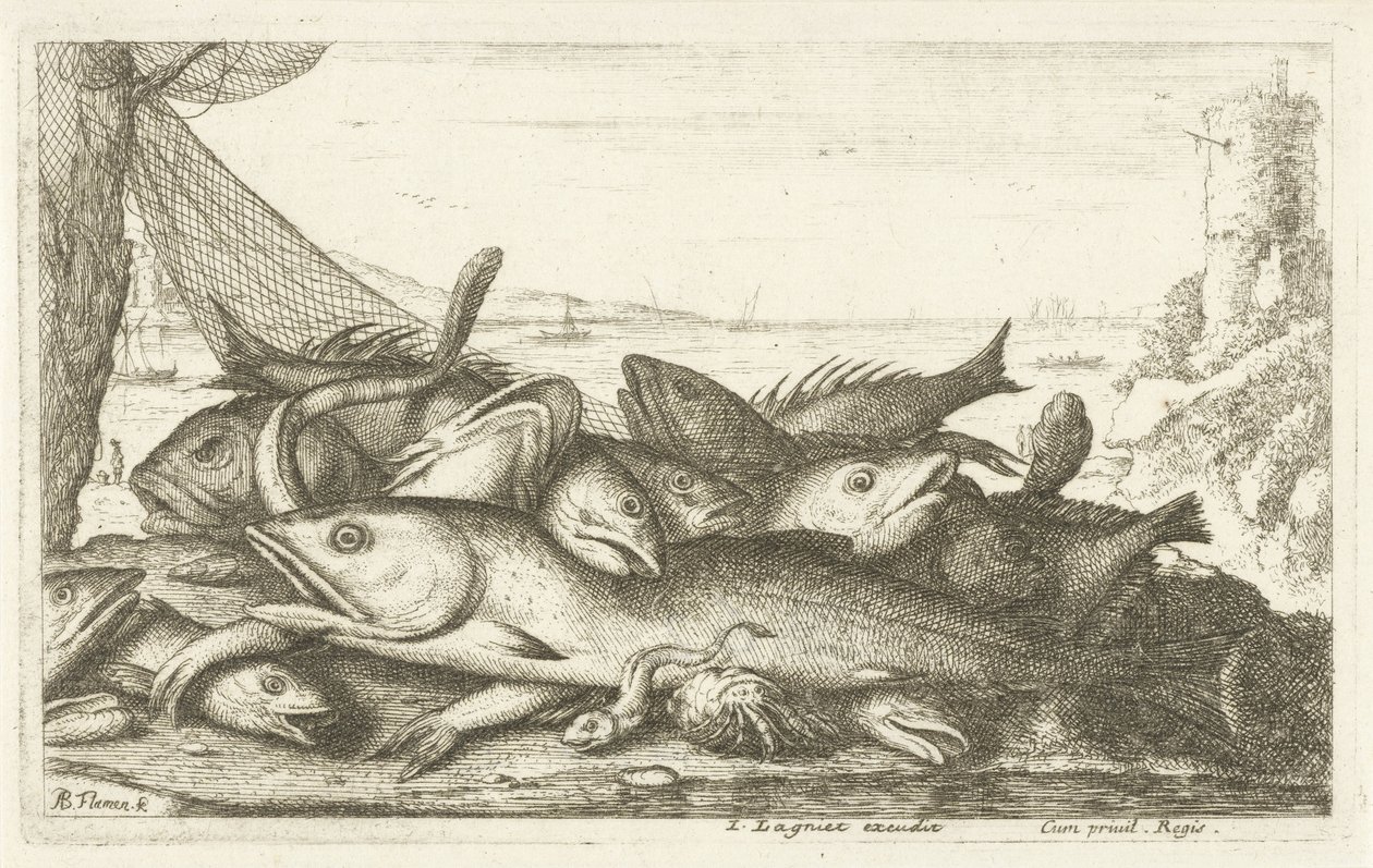 Fishing with Hermit Crab (Various Species of Fish) by Albert Flamen