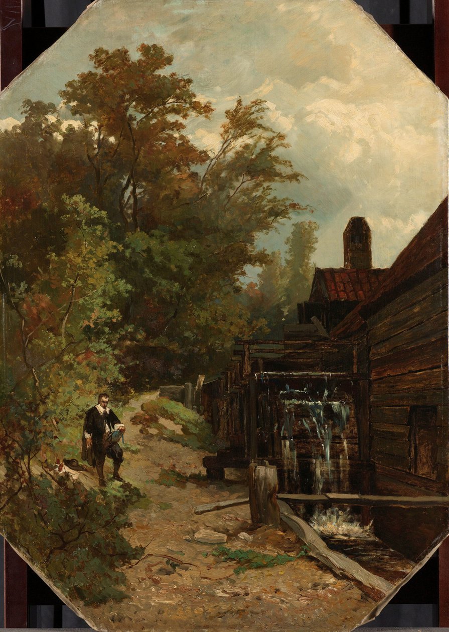 Jacob van Ruisdael Sketching a Watermill by Albert Gerard Bilders