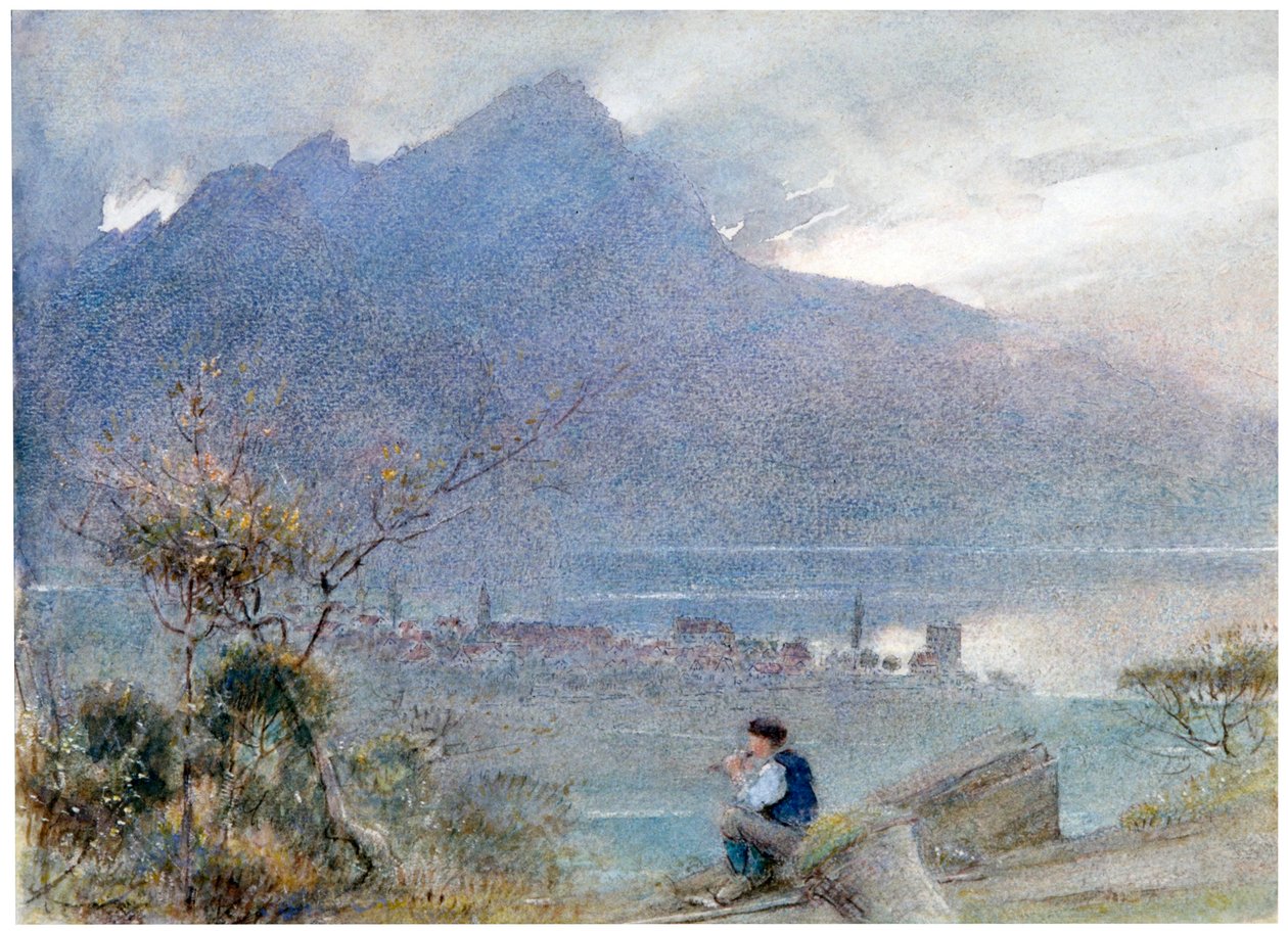 Stansstad and the Pilatus, Switzerland, c. 1865-1932 by Albert Goodwin