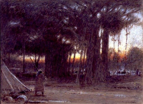 The Banyan Trees and the Sentinel by Albert Goodwin