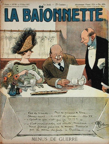 Menus de Guerre, from La Baionnette, 15th March 1917 by Albert Guillaume