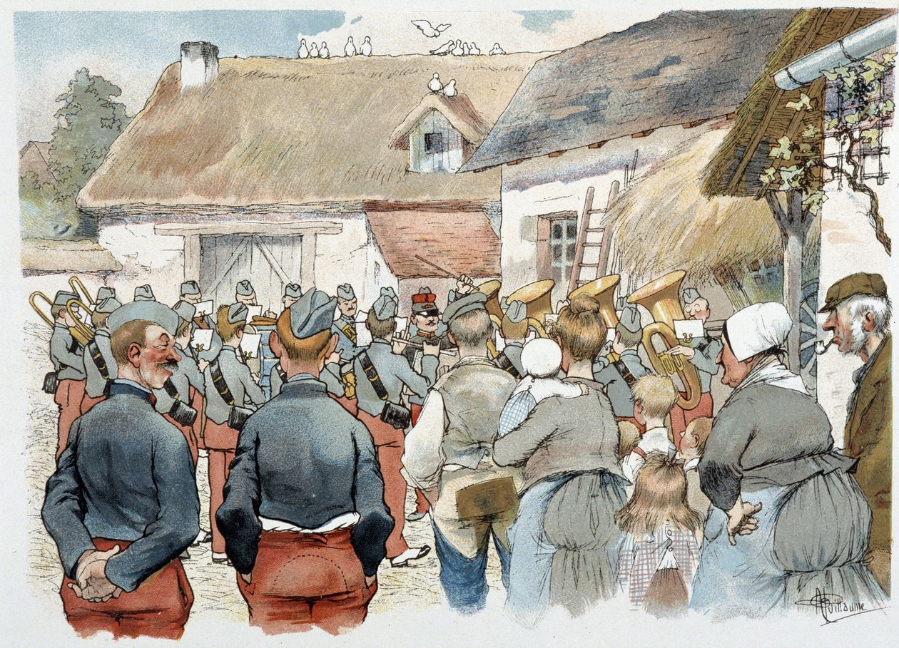 Military band in a village - in 