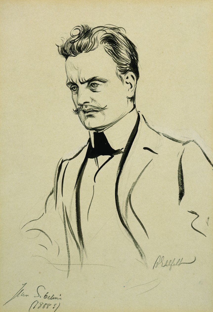 Portrait of the Composer Jean Sibelius, small half-length by Albert Gustaf Aristides Edelfelt