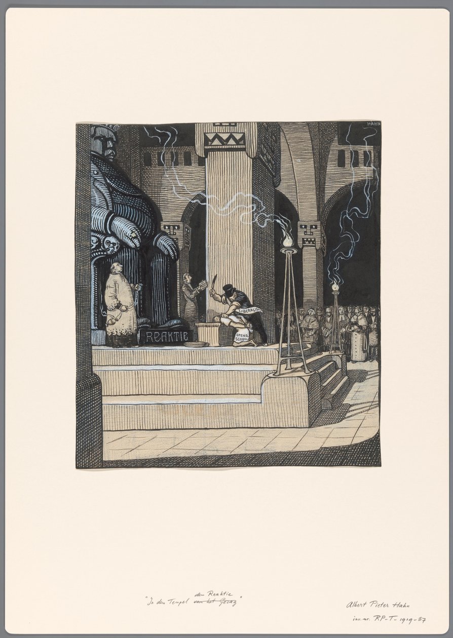 Design for a Political Cartoon: The Sacrifice of the Public School by Liberalism by Albert Hahn (I)