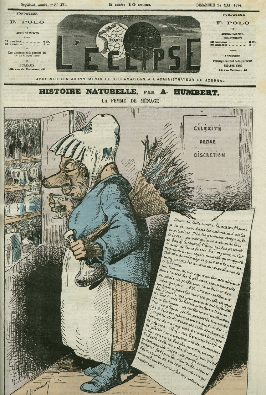 Cartoon of The Housewife, Natural History. Cover in L