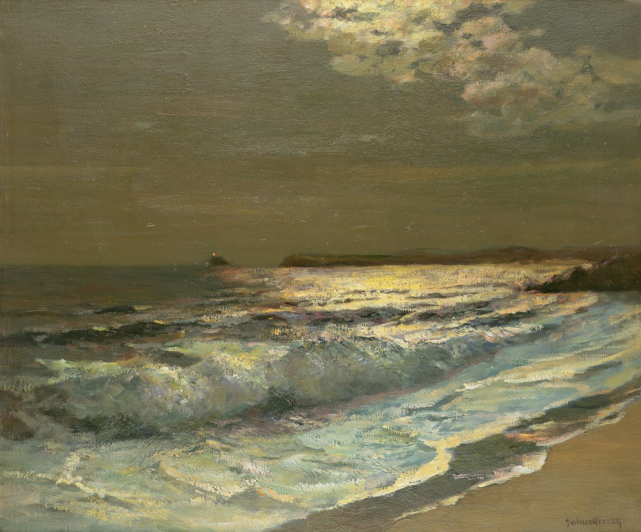 The Moonlit Breaking Wave by Albert Julius Olsson