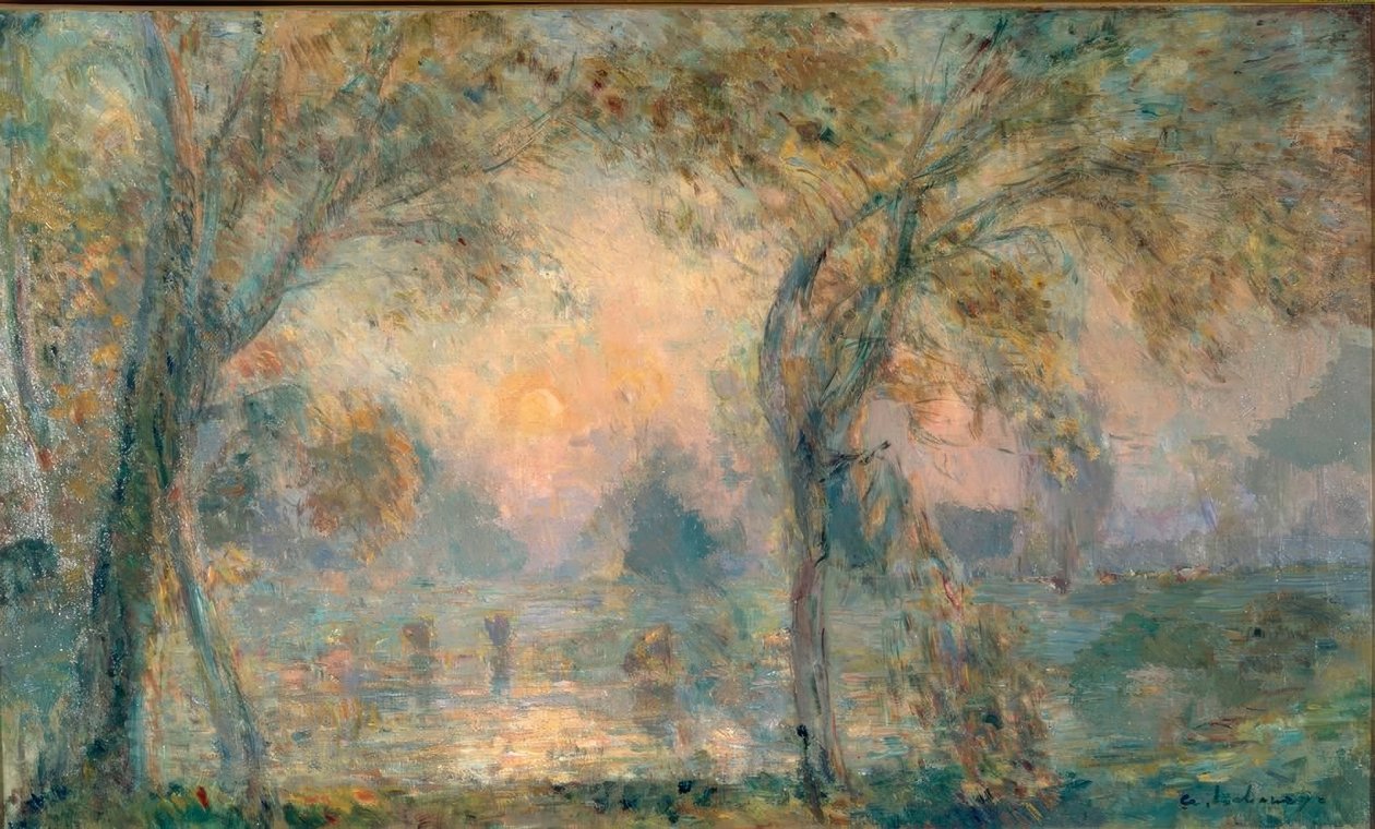 Sunrise on the Pond, Autumn Morning at Hondouville by Albert Lebourg