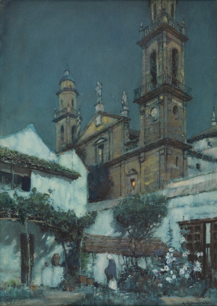 Moonlight - a Garden in Seville by Albert Moulton Foweraker