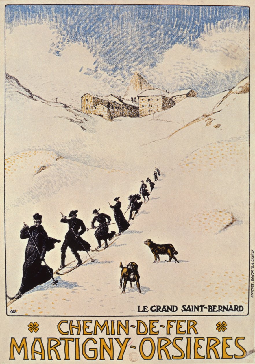 Poster Advertising the French Railway from Martigny to Orsieres, 1913 by Albert Muret