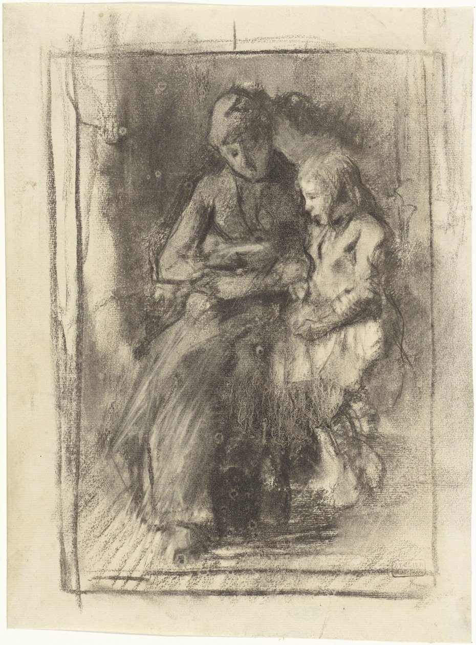 A Mother Reading with Her Little Daughter by Albert  Neuhuys