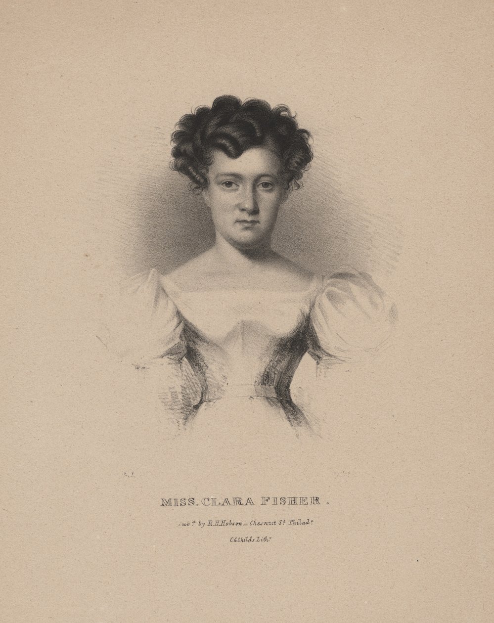 Miss Clara Fisher, lithograph by C.G. Childs, 1830 by Albert Newsam