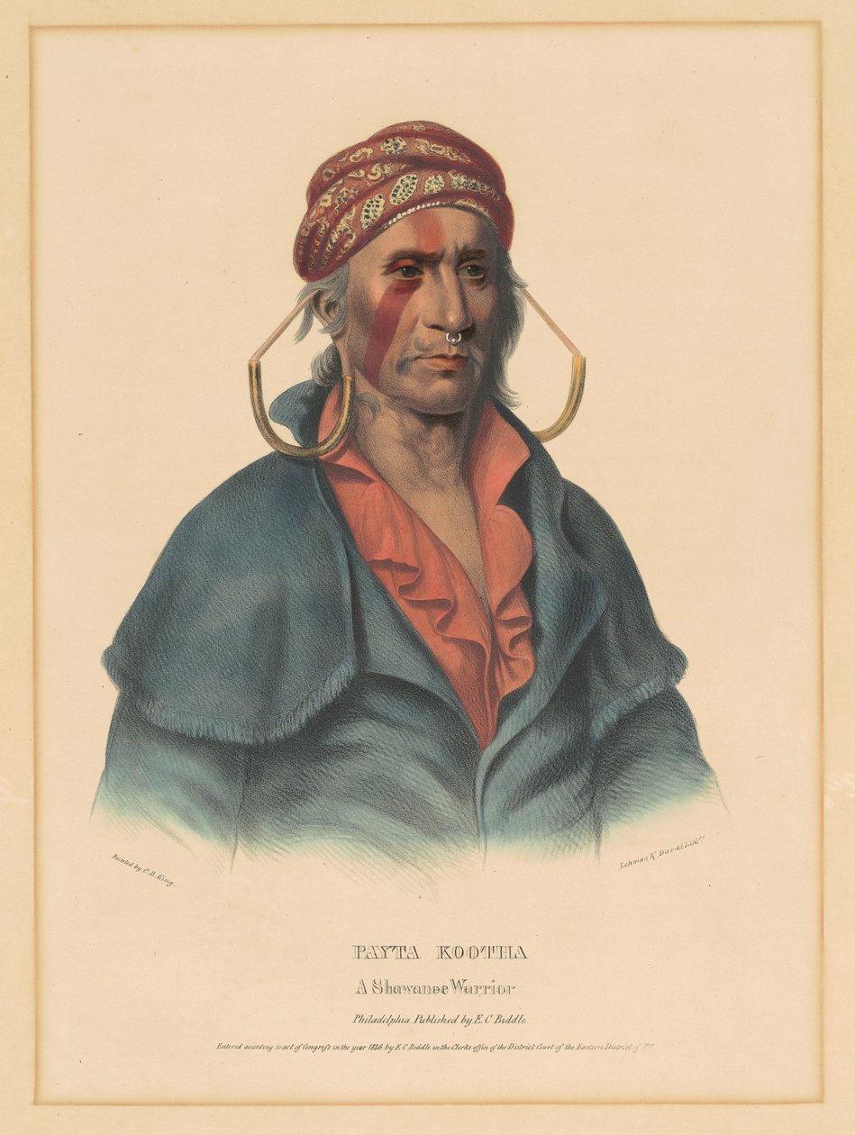 Payta Kootha, a Shawnee Warrior by Albert Newsam, after Henry Inman, after Charles Bird King