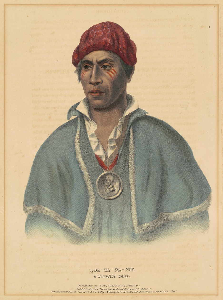 Qua-Ta-Wa-Pea, A Shawnee Chief by Albert Newsam, after Henry Inman, after Charles Bird King