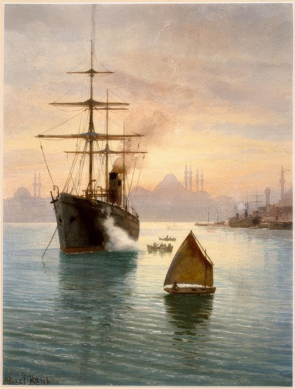 Istanbul, Harbor (Watercolor by Albert Nikolayevich Benois) by Albert Nikolajewitsch Benois