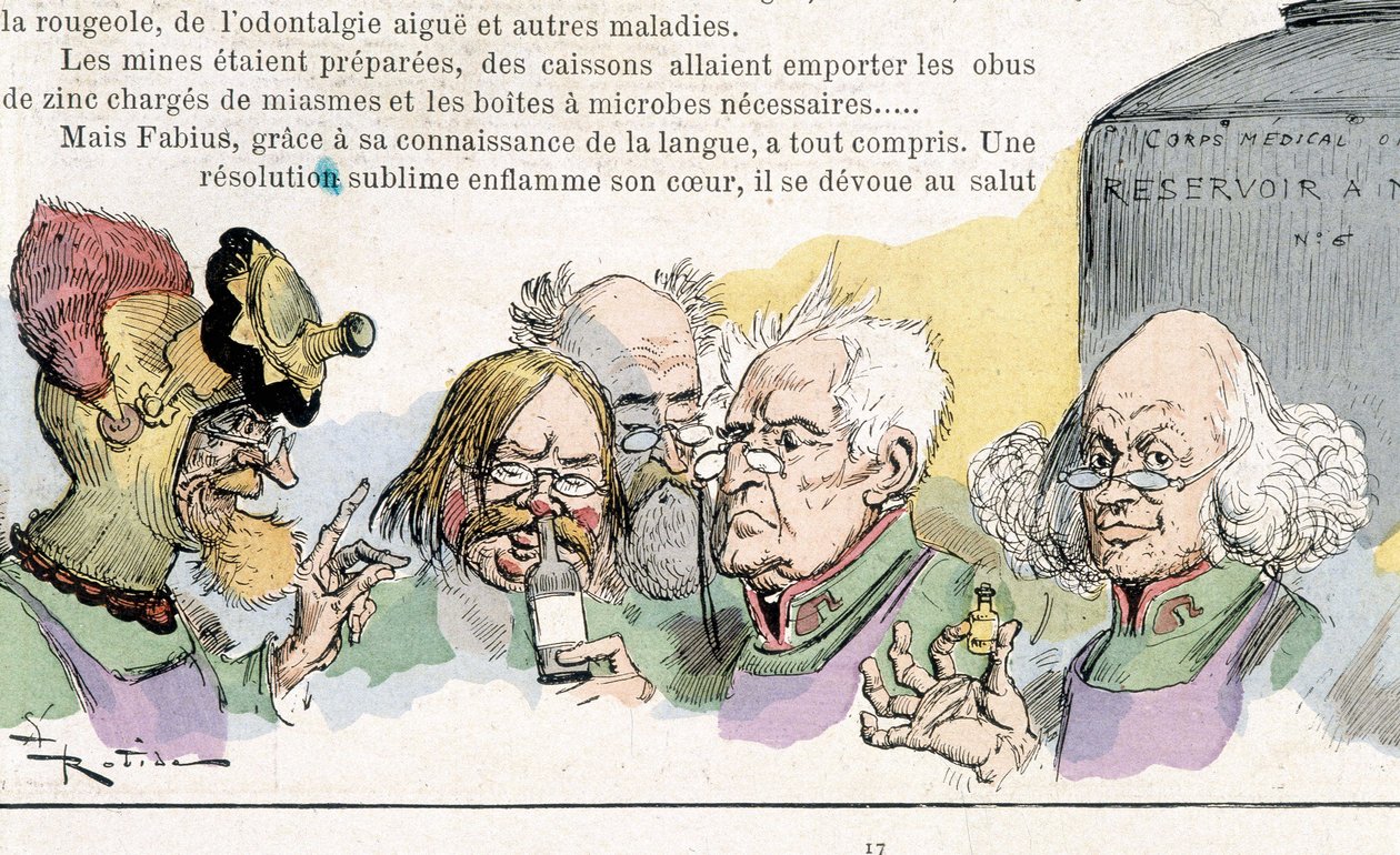 Anticipation: Scholars, War in the 20th Century (Chemical and Bacteriological Warfare?) by Robida by Albert Robida