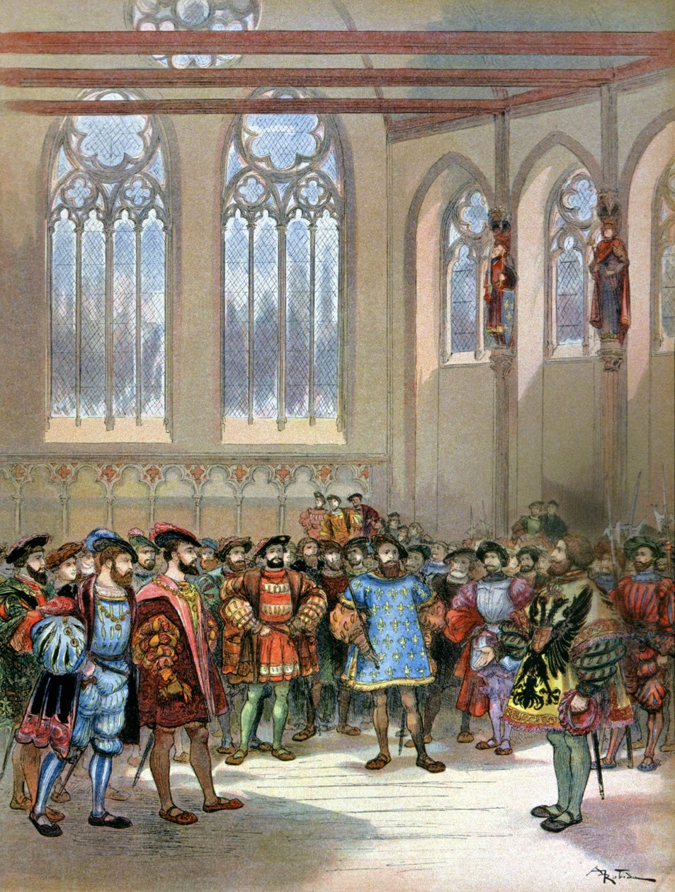 Harbinger of Charles Quint received by Francois I by Albert Robida