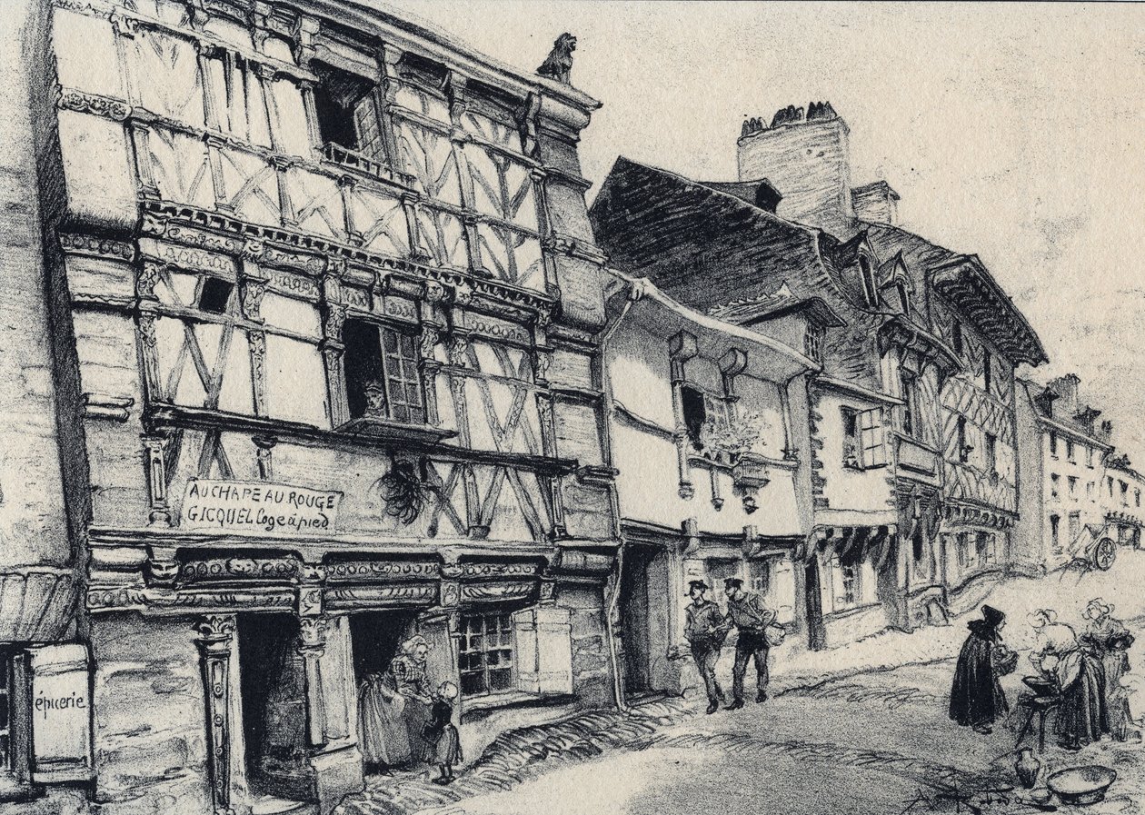 Rue Fardel in Saint Brieuc - Old France - Brittany - Text, Drawings and Lithographs, by Albert Robida (undated end 19th century) by Albert Robida