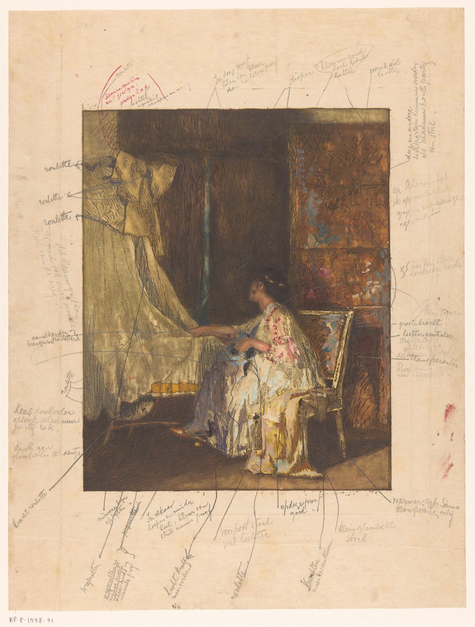 Woman Sitting on a Chair Next to a Cradle by Albert Roelofs
