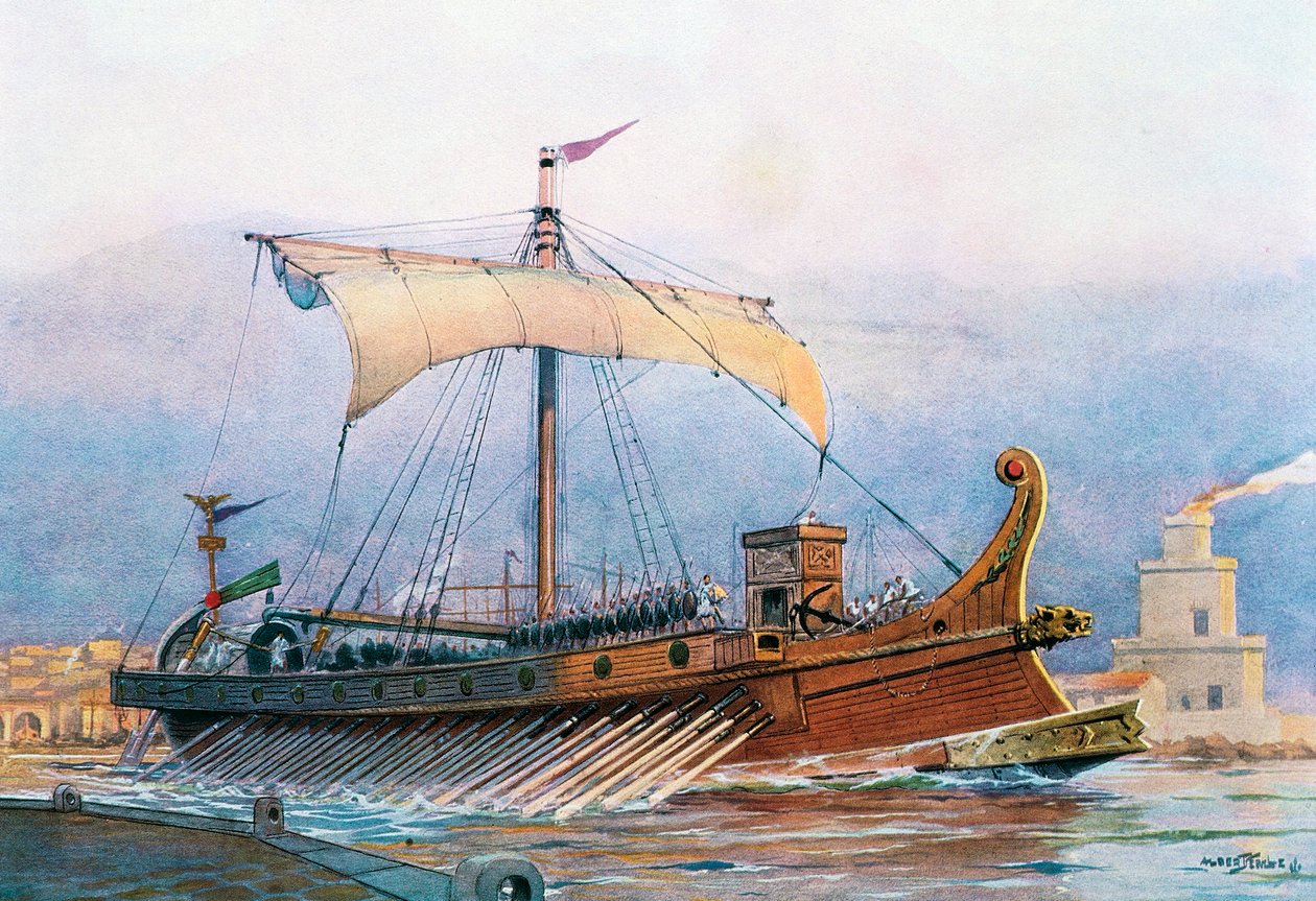 Roman Imperial Era Ship Leaving Arsenal by Albert Sébille