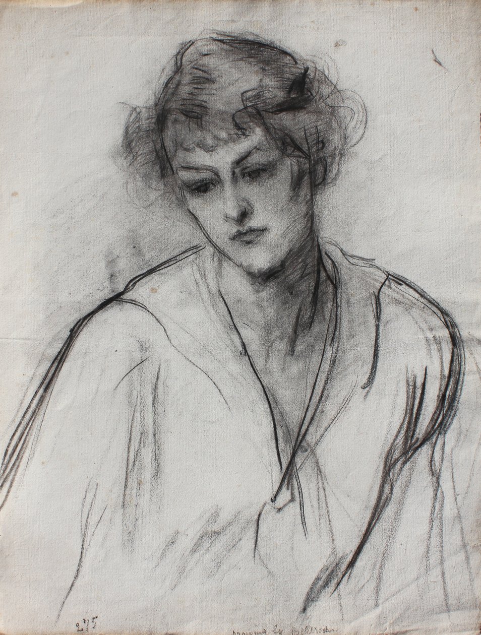 Half length portrait of a young girl, leaning forward, c.1910 by Albert de Belleroche