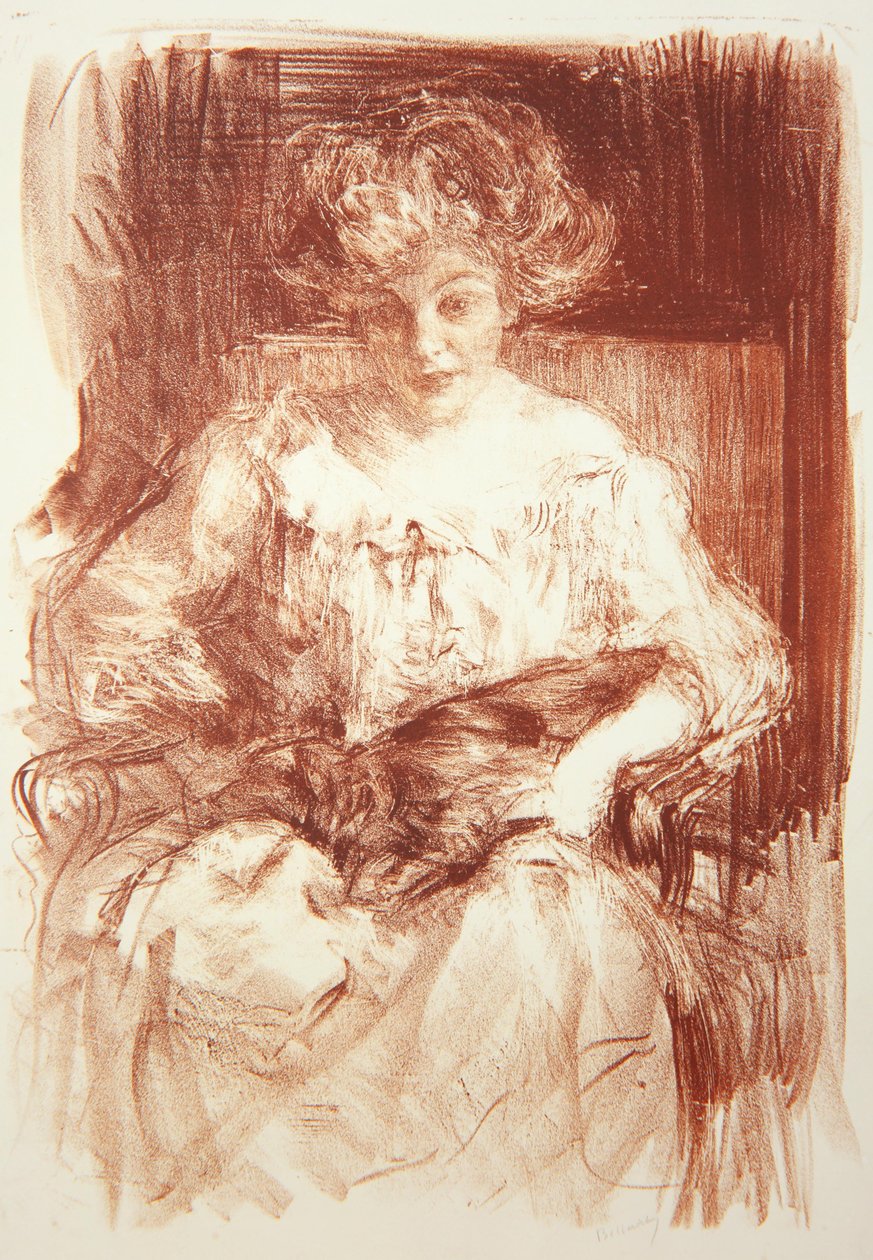 Mrs. H. V. Milbank at Ferby Lodge with Bebear by Albert de Belleroche