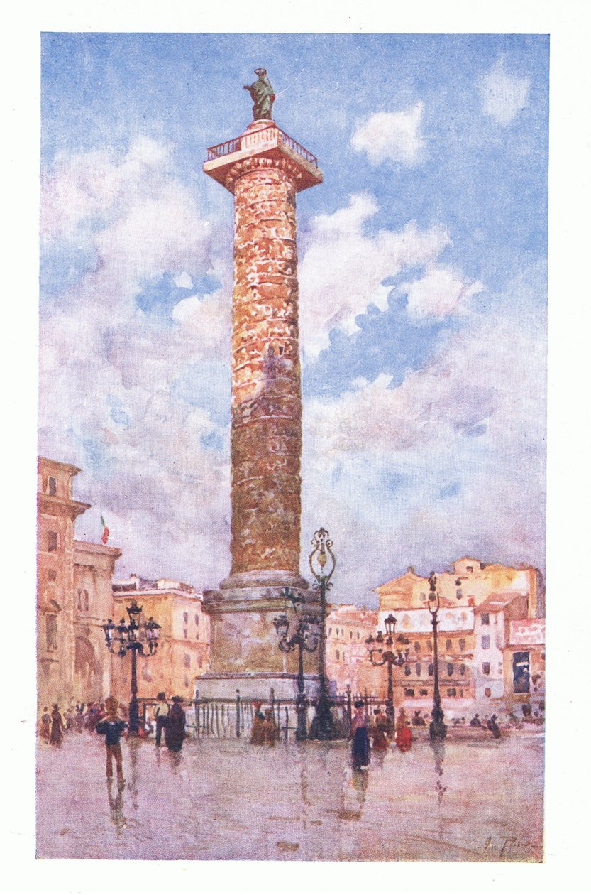 Column of Marcus Aurelius, Piazza Colonna by Alberto Pisa
