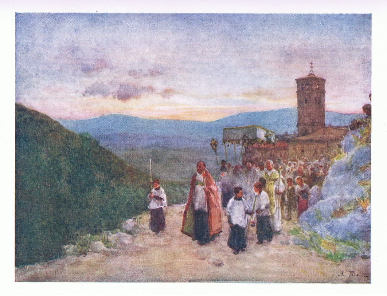 Procession with the host at Subiaco by Alberto Pisa