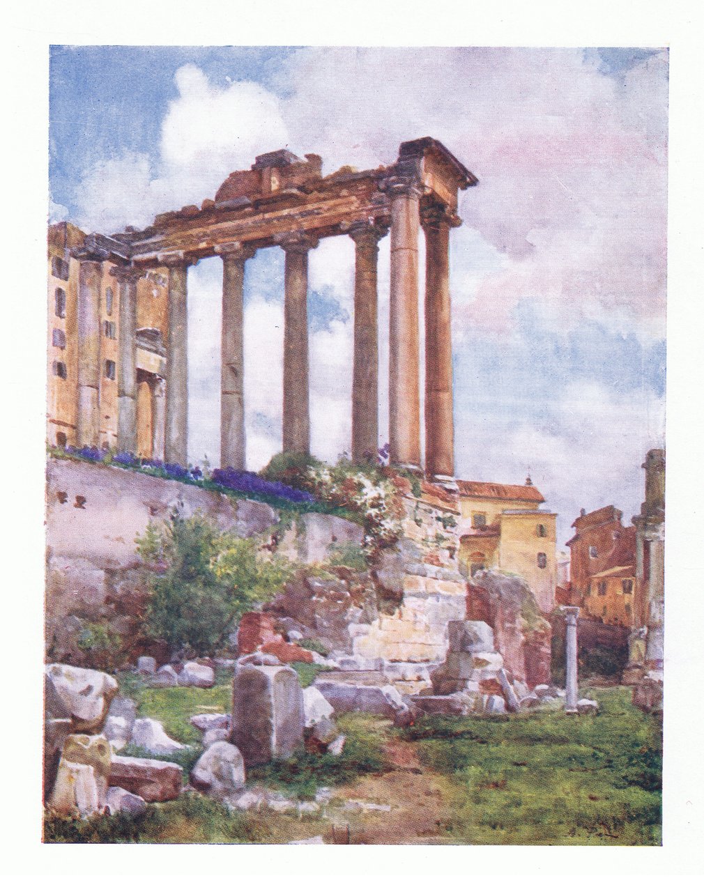 Temple of Saturn, from the Basilica Julia in the Forum by Alberto Pisa