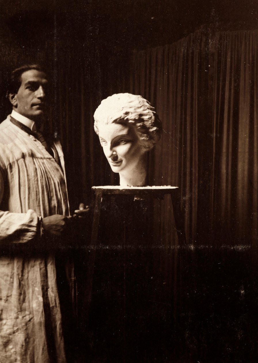 The sculptor Mario Pelagatti in his studio, Florence, 20/11/1920 by Alberto Fierli