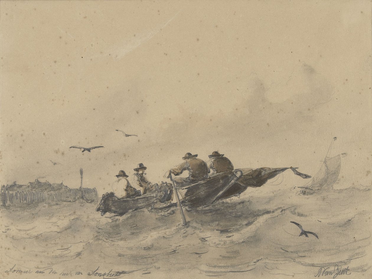 Four Men in a Rowboat by Albertus van Beest