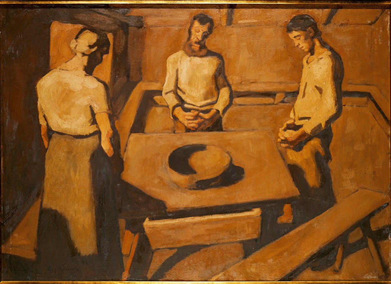 Peasants praying at a table by Albin Egger-Lienz