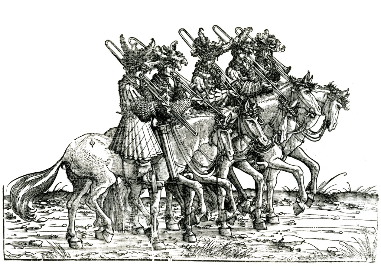 Five Musicians with Trombones, from the Triumphal Procession of the Emperor Maximilian I, c.1517 by Albrecht Altdorfer