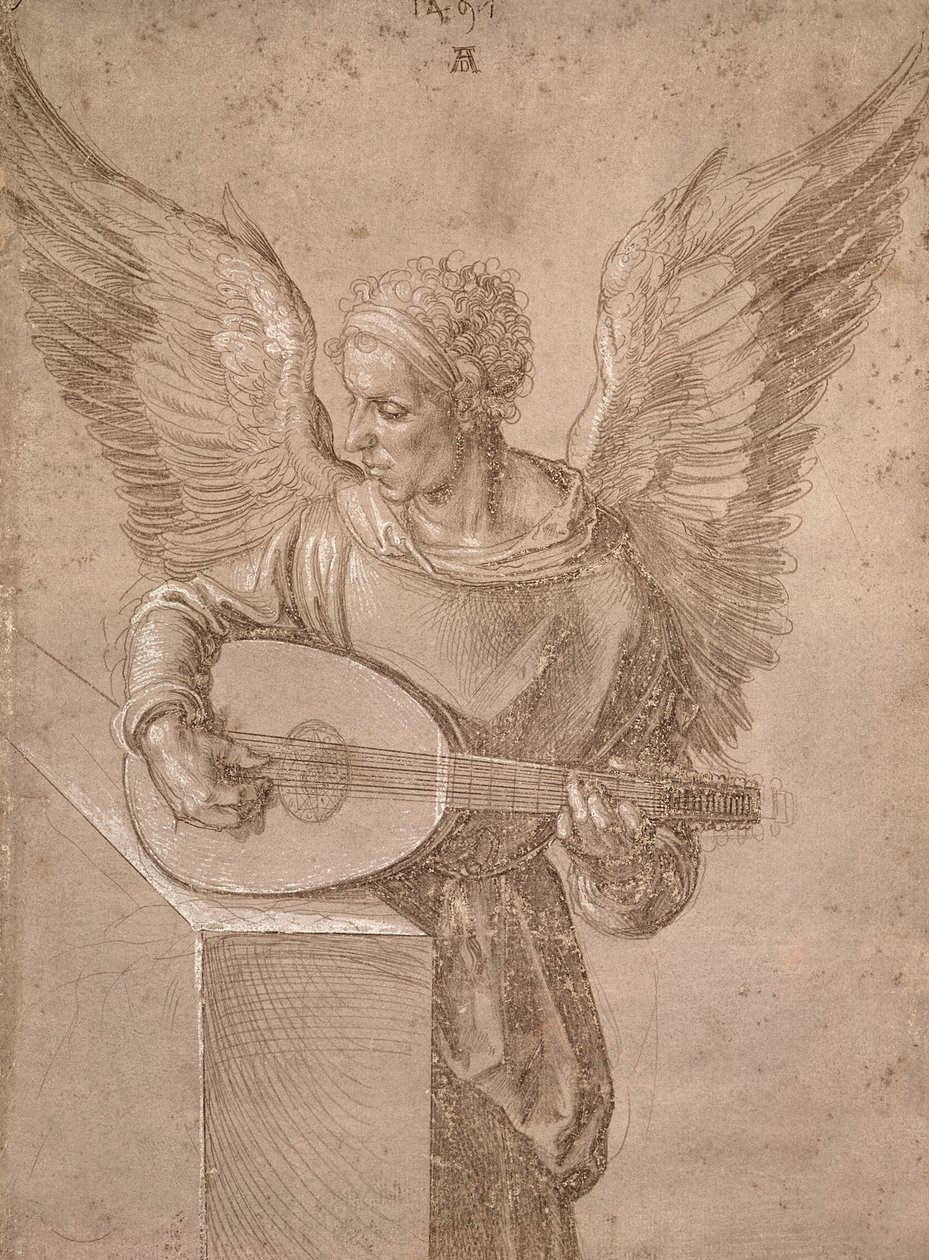 Angel Playing a Lute by Albrecht Dürer