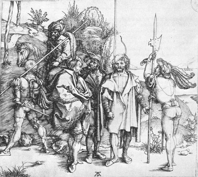 Five Lansquenets and an Oriental on Horseback by Albrecht Dürer